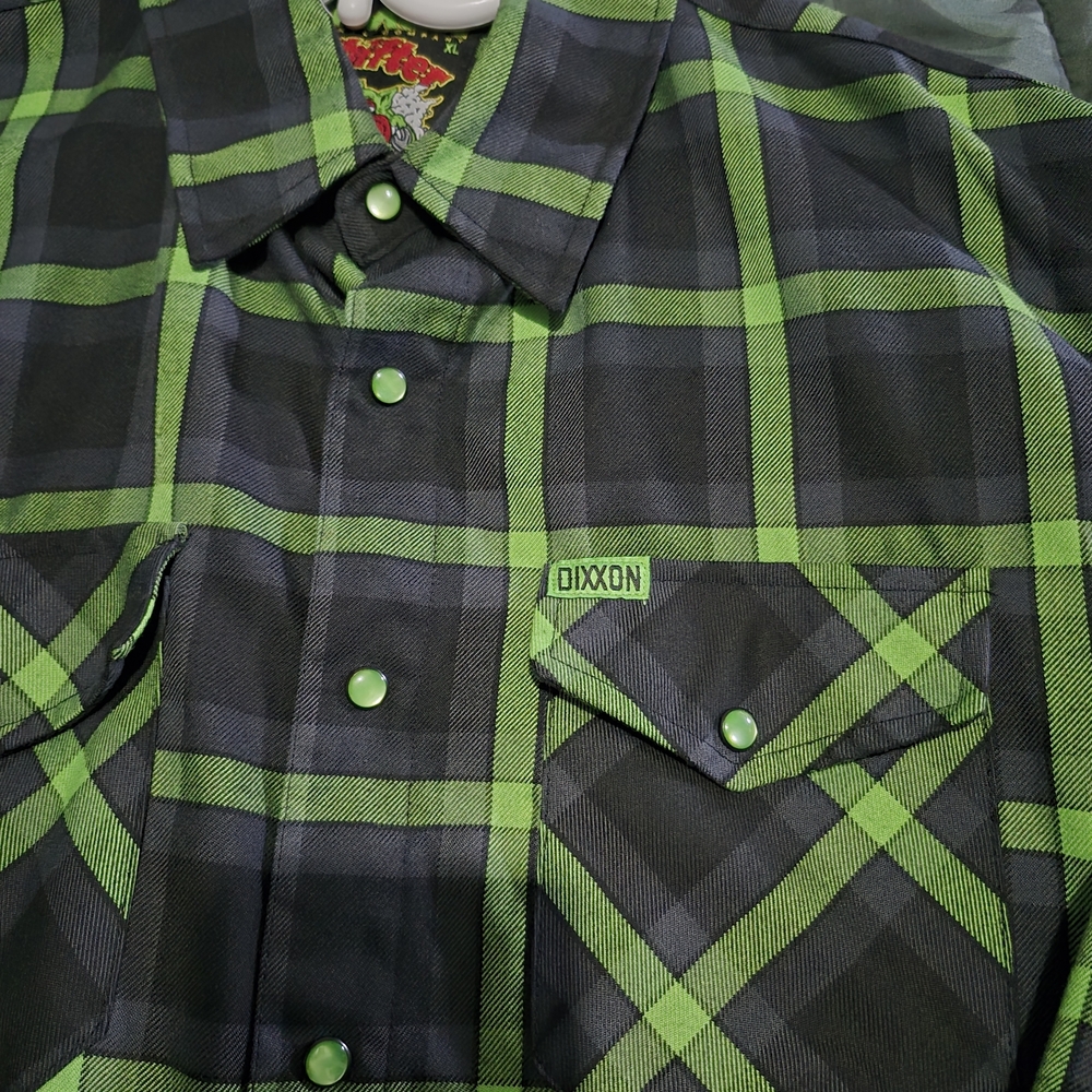 Iron Fist Men's Green and Black Plaid Button Down Shirt (Brand New)